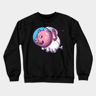 Cute Pig Astronaut Floating Cartoon Crewneck Sweatshirt